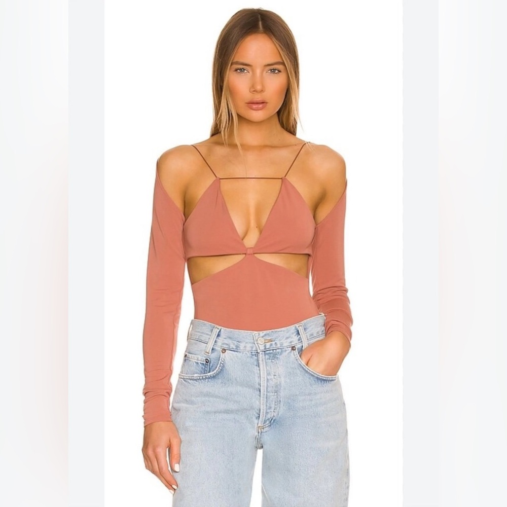Revolve Not Yours To Keep Thierry Rosewood Cutout Long Sleeve Bodysuit NWT Small